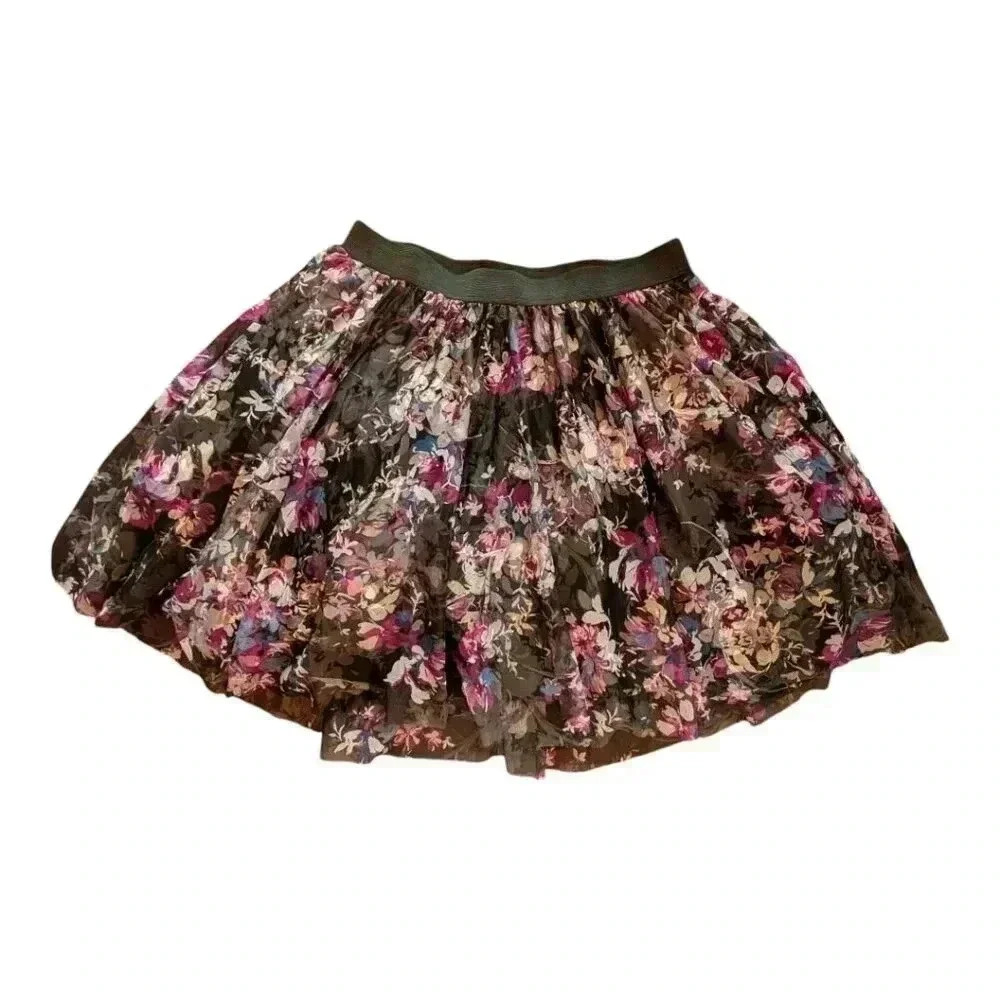 Torrid Women's Skirt Black Purple Floral Tulle Mesh Overlay Skater Full Size 0X - Picture 9 of 15